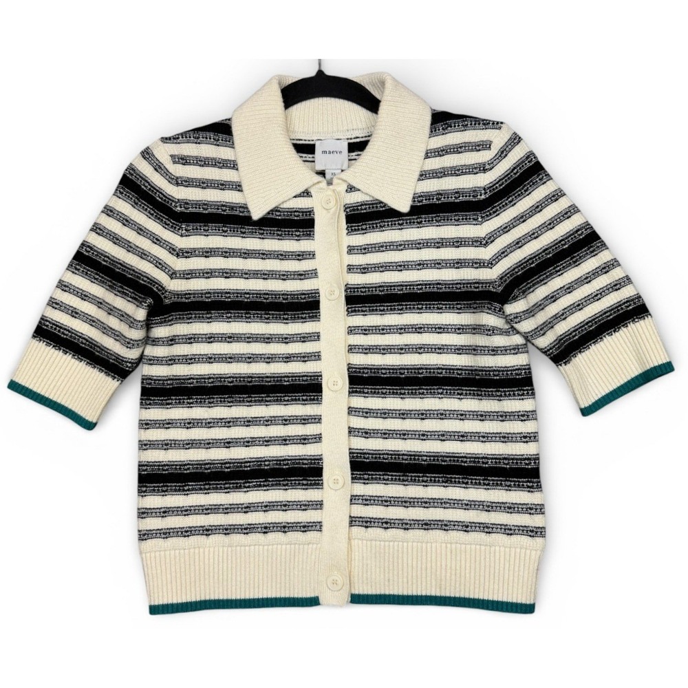 Maeve Anthropologie Kinsley Collared Cropped‎ Cardigan Sweater XS